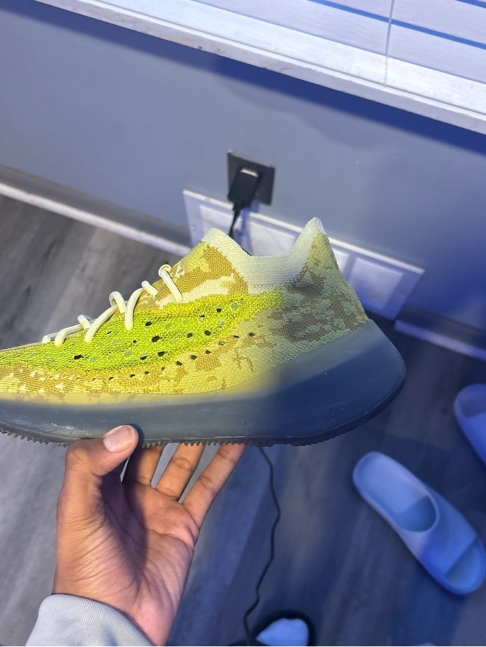 Yeezy Yellow and Olive Low-Top Knit Sneaker
